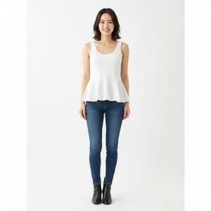 White Women's Sleeveless Peplum Tank Top